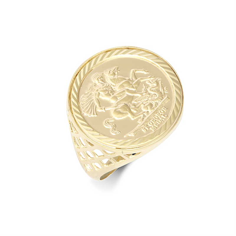 9CT SOLID GOLD, HALF BASKET SOVEREIGN