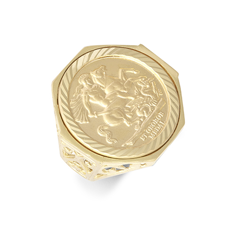 9CT SOLID GOLD, ST GEORGE HEX HALF SOVEREIGN