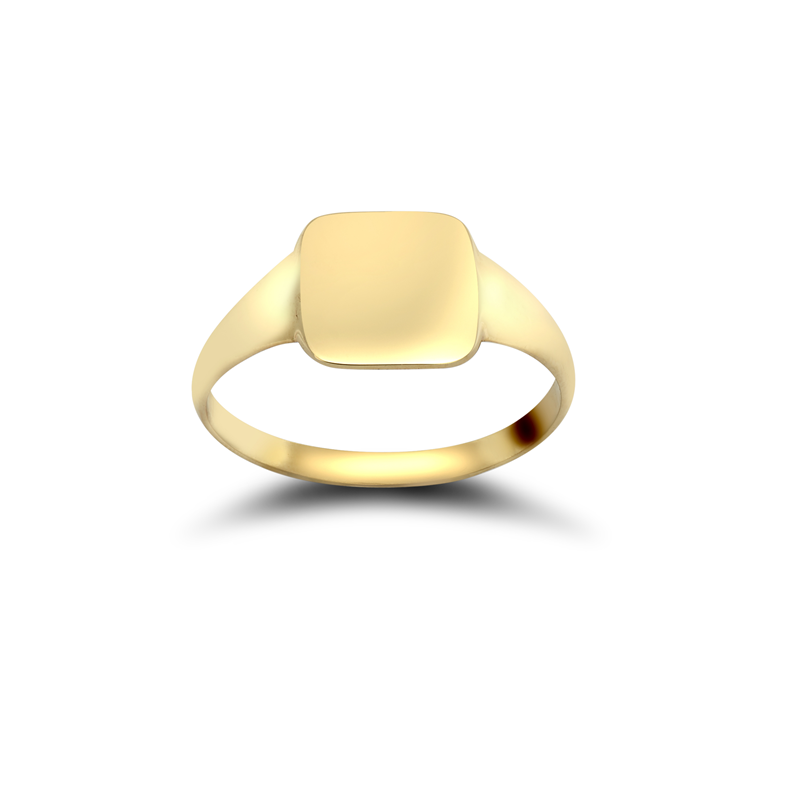 9CT SOLID GOLD, PLAIN CUSHION RING